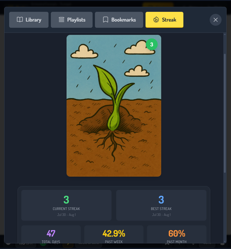 Practice.farm Streak Tracking Interface
